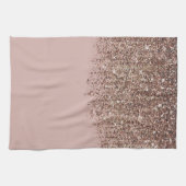 Taupe Blush Roze Goud Bronzen Glitter Cascade Theedoek (Horizontaal)