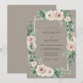 Taupe Blush Roze Krans Bruiloft Kaart (Voorkant / Achterkant)