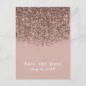 Taupe Blush roze Rose Bronze Glitter Save the Date Aankondigingskaart (Voorkant)