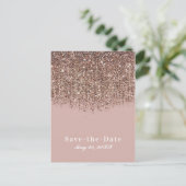 Taupe Blush roze Rose Bronze Glitter Save the Date Aankondigingskaart (Staand voorkant)