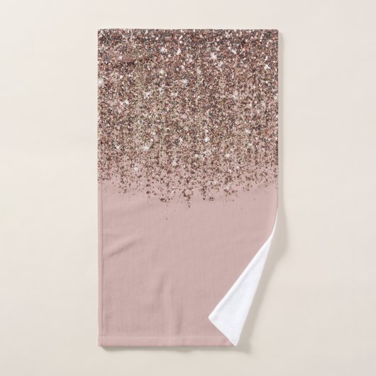 Taupe Blush Roze Rose Bronze Gold Glitter Glam Bad Handdoek (Handdoek)