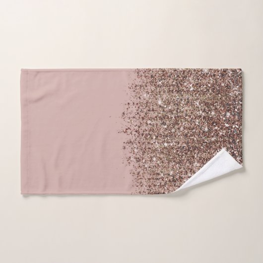 Taupe Blush Roze Rose Bronze Gold Glitter Glam Bad Handdoek (Handdoek)