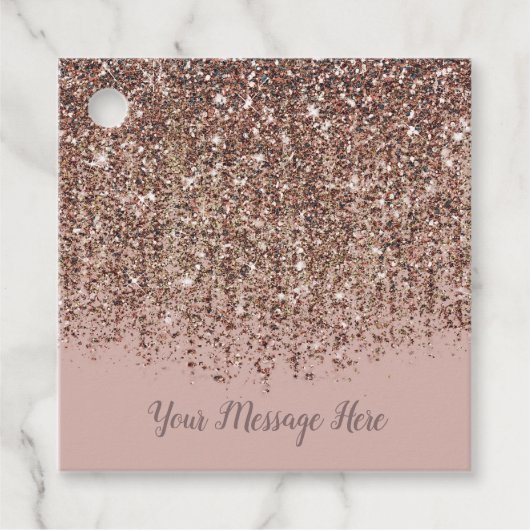 Taupe Blush Roze Rose Bronze Gold Glitter Glam Bedankjes Labels (Voorkant)