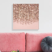Taupe Blush Roze Rose Bronze Gold Glitter Glam Canvas Afdruk (Insitu (Woonkamer))
