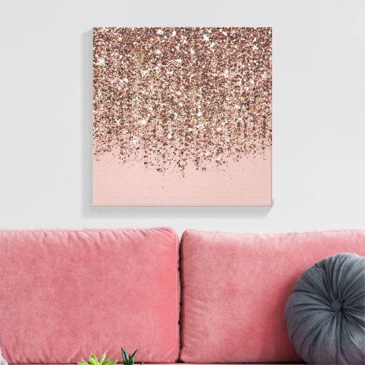 Taupe Blush Roze Rose Bronze Gold Glitter Glam Canvas Afdruk (Insitu (Woonkamer))