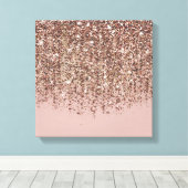 Taupe Blush Roze Rose Bronze Gold Glitter Glam Canvas Afdruk (Insitu (Houten vloer))