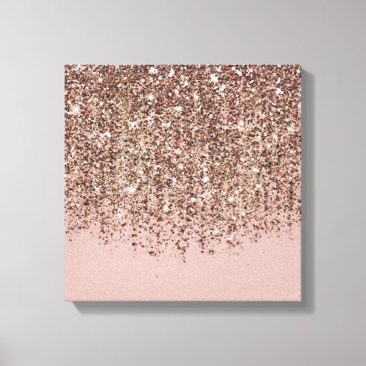 Taupe Blush Roze Rose Bronze Gold Glitter Glam Canvas Afdruk (Voorkant)