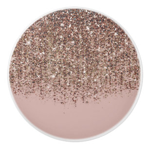 Taupe Blush Roze Rose Bronze Gold Glitter Glam Keramische Knop