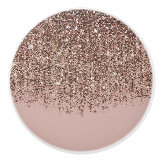 Taupe Blush Roze Rose Bronze Gold Glitter Glam Keramische Knop (Voorkant)