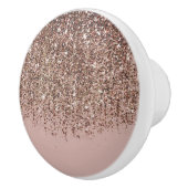 Taupe Blush Roze Rose Bronze Gold Glitter Glam Keramische Knop (Rechts)