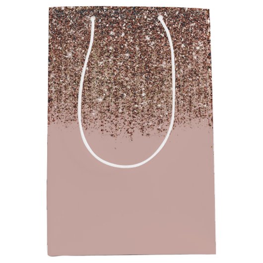 Taupe Blush Roze Rose Bronze Gold Glitter Glam Medium Cadeauzakje (Voorkant)