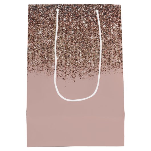 Taupe Blush Roze Rose Bronze Gold Glitter Glam Medium Cadeauzakje (Achterkant)