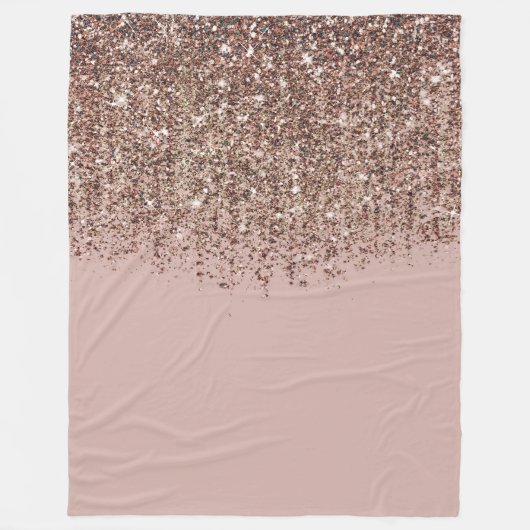 Taupe Blush roze Rose Gold Bronze Glitter Cascade Fleece Deken (Voorkant)