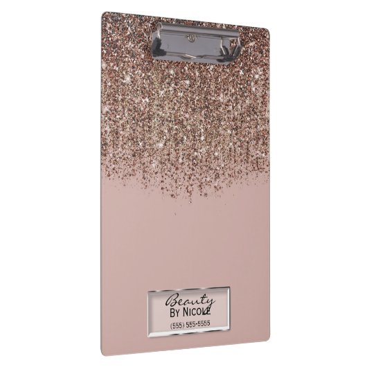 Taupe Blush roze Rose Gold Bronze Glitter Cascade Klembord (Rechts)