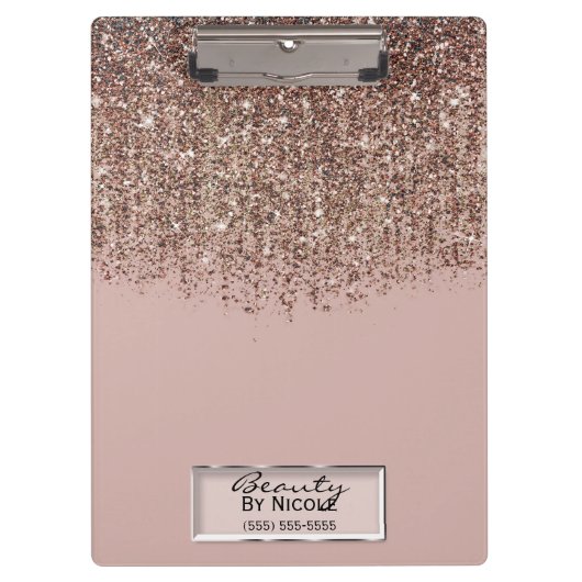 Taupe Blush roze Rose Gold Bronze Glitter Cascade Klembord (Voorkant)