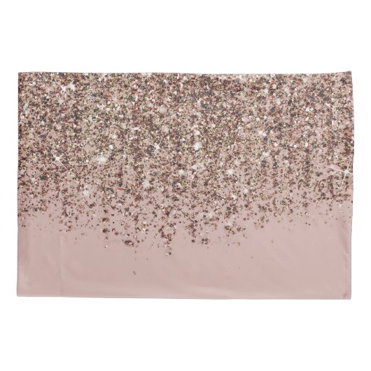 Taupe Blush roze Rose Gold Bronze Glitter Cascade Kussensloop (Achterkant)