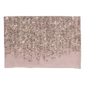 Taupe Blush roze Rose Gold Bronze Glitter Cascade Kussensloop (Voorkant)