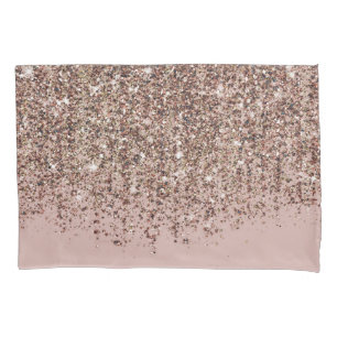Taupe Blush roze Rose Gold Bronze Glitter Cascade Kussensloop