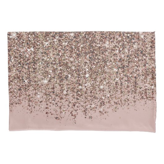Taupe Blush roze Rose Gold Bronze Glitter Cascade Kussensloop (Voorkant)