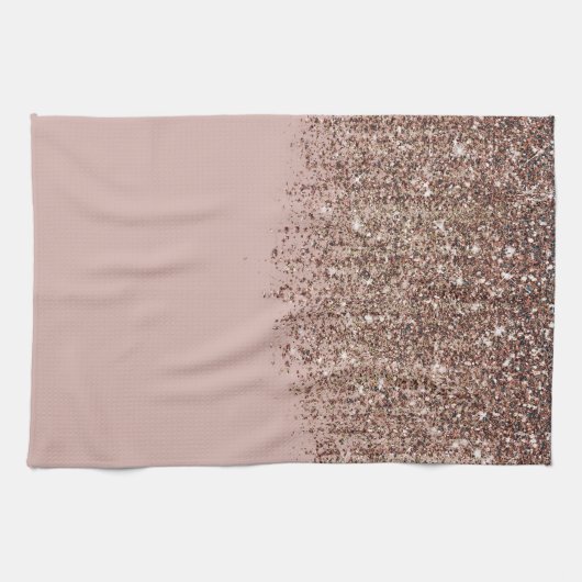 Taupe Blush roze Rose Gold Bronze Glitter Cascade Theedoek (Horizontaal)