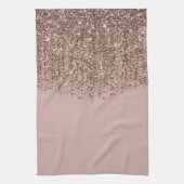 Taupe Blush roze Rose Gold Bronze Glitter Cascade Theedoek (Verticaal)