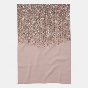 Taupe Blush roze Rose Gold Bronze Glitter Cascade Theedoek