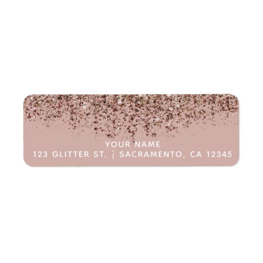 Taupe Blush Roze Rose Goud Brons Glitter Party Etiket (Voorkant)