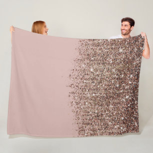 Taupe Blush Roze Rose Goud Bronzen Glitter Waterva Fleece Deken