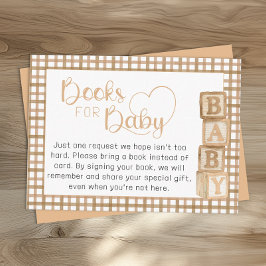 Taupe Boeken voor Baby Kaart | Baby Shower Bijlage