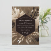 Taupe Boheemse Pampas Bruiloft Kaart (Staand voorkant)