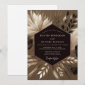 Taupe Boheemse Pampas Bruiloft Kaart (Voorkant / Achterkant)