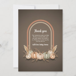 Taupe Boho Arch Pumpkin Fall Baby Shower Thank You Bedankkaart