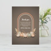 Taupe Boho Arch Pumpkin Fall Baby Shower Thank You Bedankkaart (Staand voorkant)