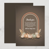 Taupe Boho Arch Pumpkin Fall Baby Shower Thank You Bedankkaart (Voorkant / Achterkant)