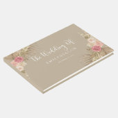 Taupe Boho Bloemen Bruiloft Gastenboek (Hoek)