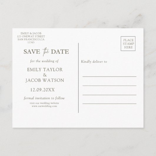 Taupe Boho bloemenkrans Bewaar de datum Briefkaart (Achterkant)