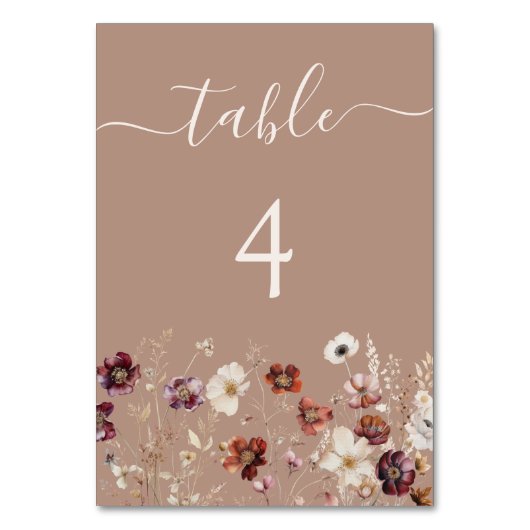 Taupe Boho Herfst Wildflower Wedding Kaart (Voorkant)