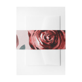 Taupe bordeaux aquarelrozen gebladerte wedding uitnodigingen wikkel