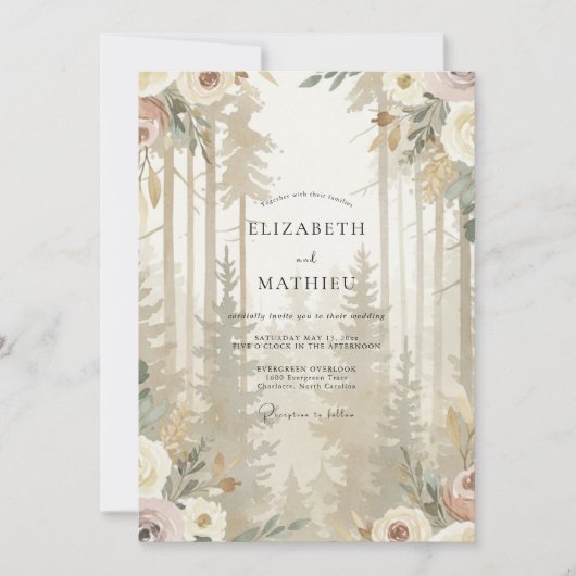 Taupe bosbruiloft Eucalyptus Kaart (Voorkant)