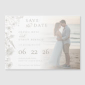 Taupe Botanical Photo Wedding Save the Date Magnet (Voorkant)