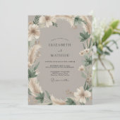 Taupe Botanische Boog Bruiloft Kaart (Staand voorkant)