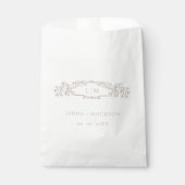 Taupe botanische kam monogram bruiloft bedankzakje (Voorkant)