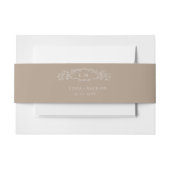 Taupe botanische kam monogram bruiloft uitnodigingen wikkel (Voorkant Voorbeeld)