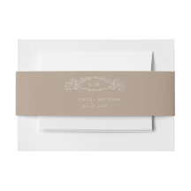 Taupe botanische kam monogram bruiloft