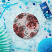 Taupe Bourgondische Waterverfrozen Groene Huwelijk Papieren Bordje (Feest)