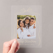  Taupe Bow Vrolijke Kerstfoto Acryl Uitnodigingen (Insitu (Draagbaar))