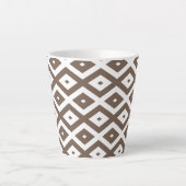 Taupe brown and white diamond pattern latte mok (Voorkant)