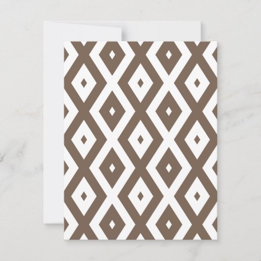 Taupe brown and white diamond pattern RSVP kaartje (Voorkant)