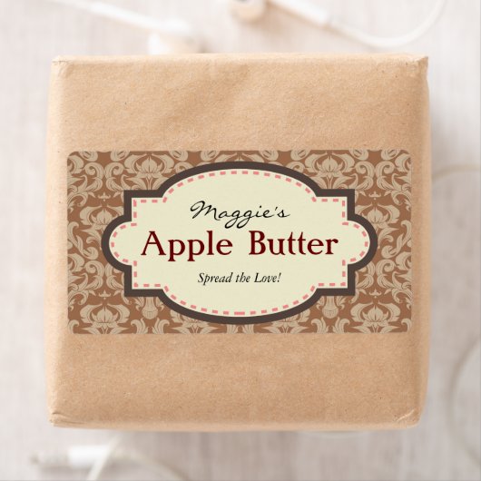 Taupe & Brown Apple Butter Jam Jar Labels, op maat Etiket (Insitu)