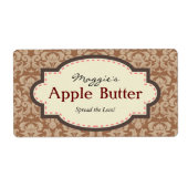 Taupe & Brown Apple Butter Jam Jar Labels, op maat Etiket (Voorkant)
